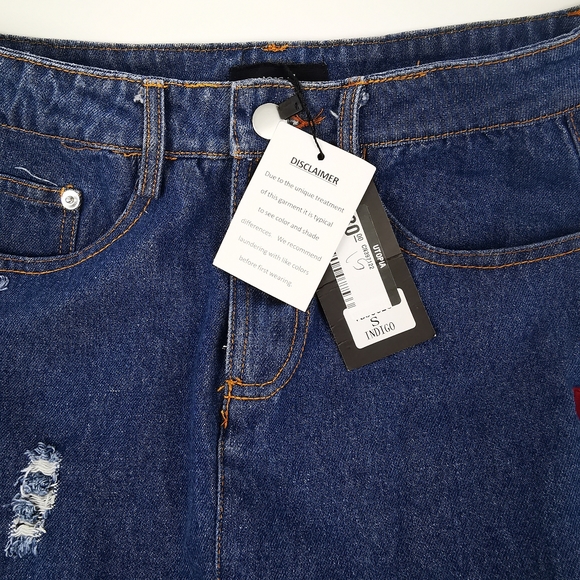 Very J Jean embroidered distress Mini denim Skirt - Picture 4 of 4